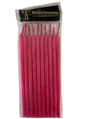 Vela Larga Rosa Brillante