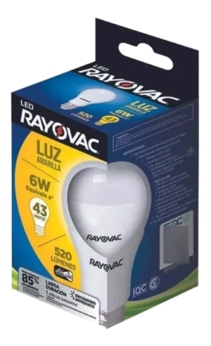 RAYOVAC LED 6W AMARILLA X10